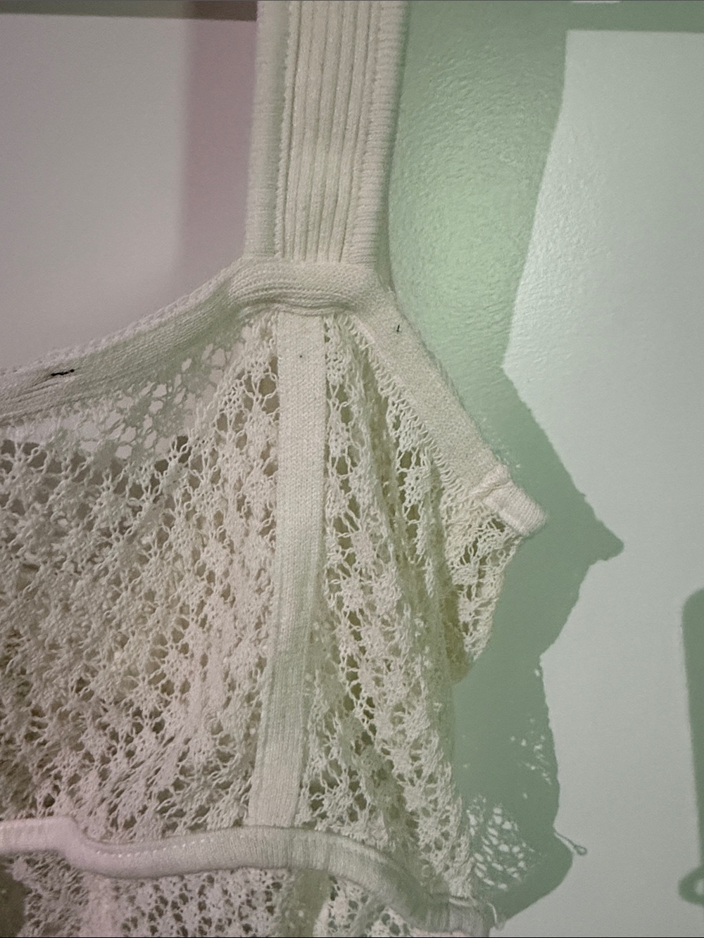 Zara White Ribbed Lace-Panel Cropped Tank - Picture 8 of 8